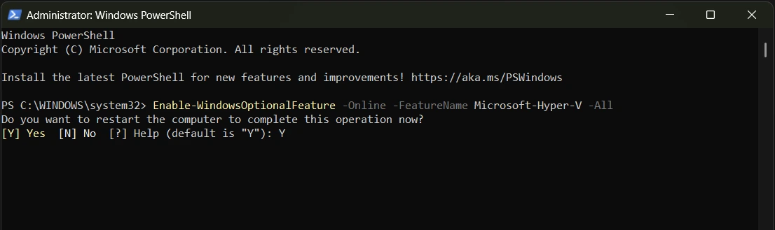 enable-hyper-v-powershell